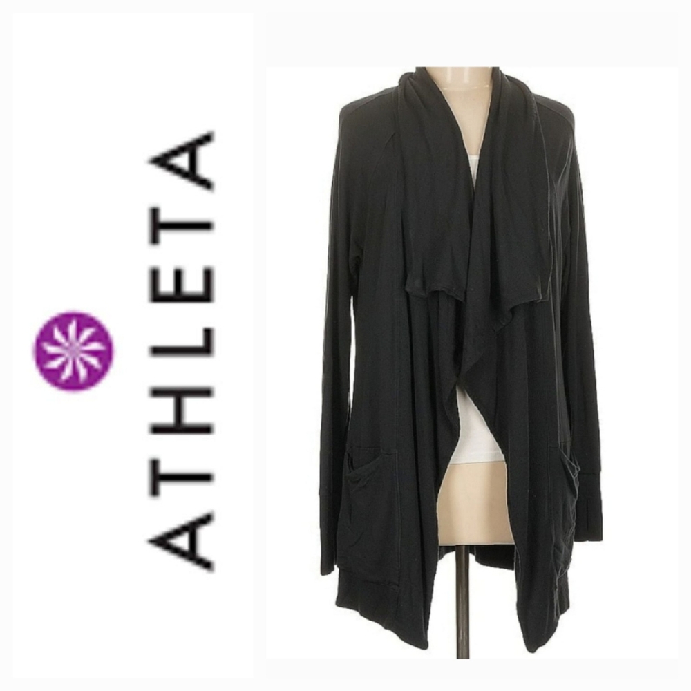 Athleta Black Knit Cascade Cardigan M